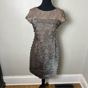 London Times brown metallic cocktail dress, size 10P